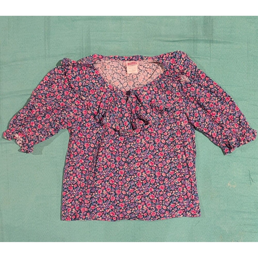 Girls Floral Half Sleeve Bobby Socks Vintage Top